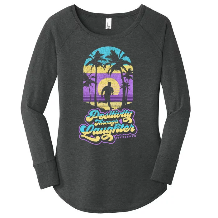 Positivity Thru Laughter Funny Distressed FIT2SERVE Women's Perfect Tri Tunic Long Sleeve Shirt