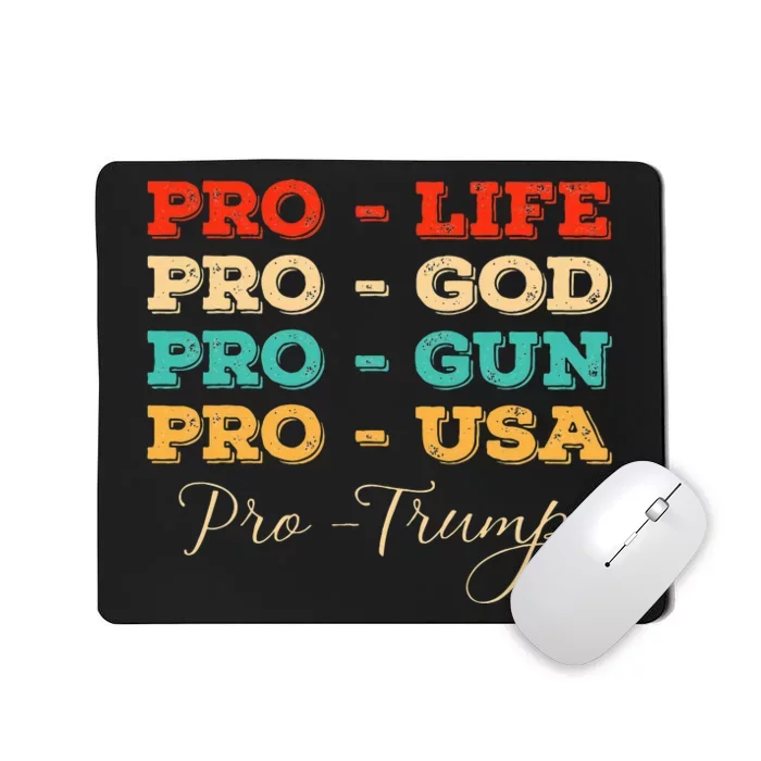 Pro Trump Life God Gun Usa Retro Political Mousepad