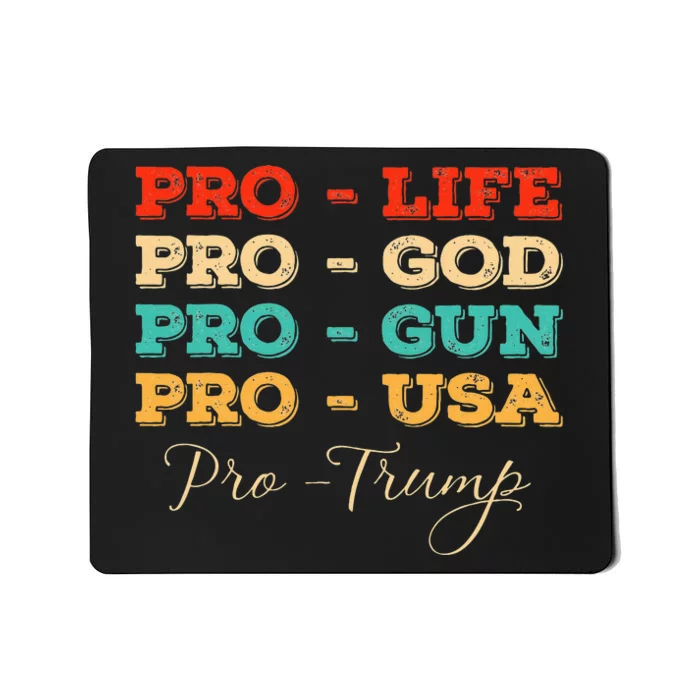 Pro Trump Life God Gun Usa Retro Political Mousepad