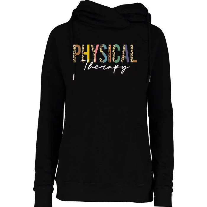 Physical Therapy leopard Physical Therapist pt month Womens Funnel Neck Pullover Hood