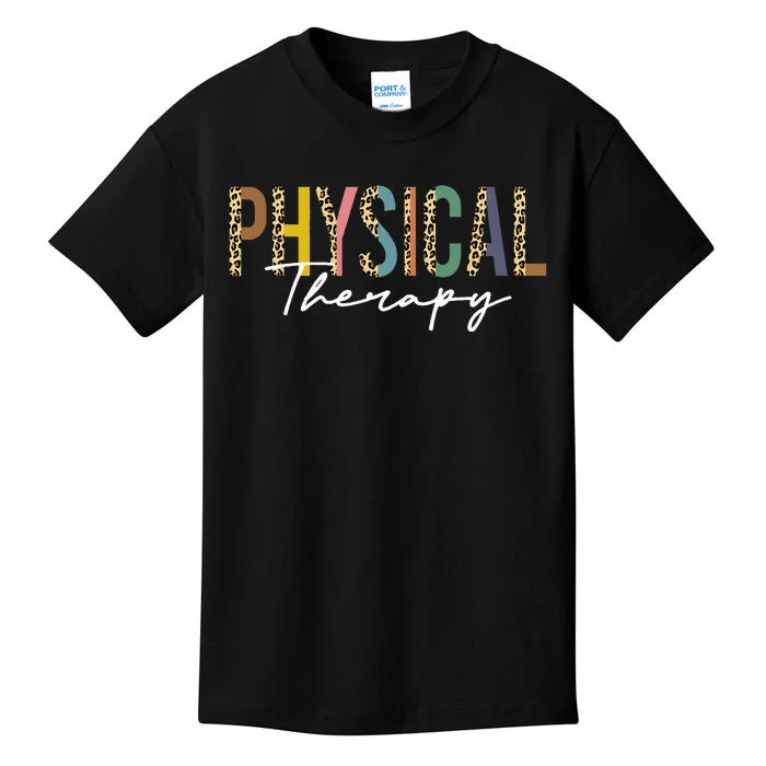 Physical Therapy leopard Physical Therapist pt month Kids T-Shirt