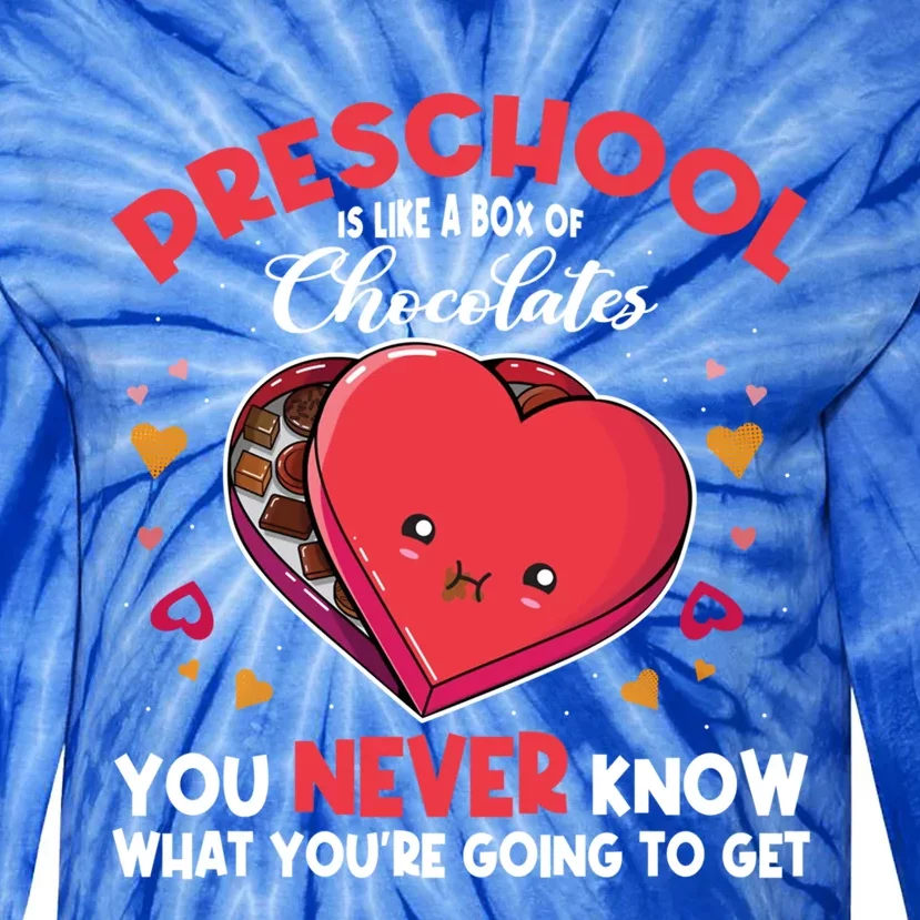 Preschool Teacher Like A Box Of Chocolates Valentines Day Gift Tie-Dye Long Sleeve Shirt