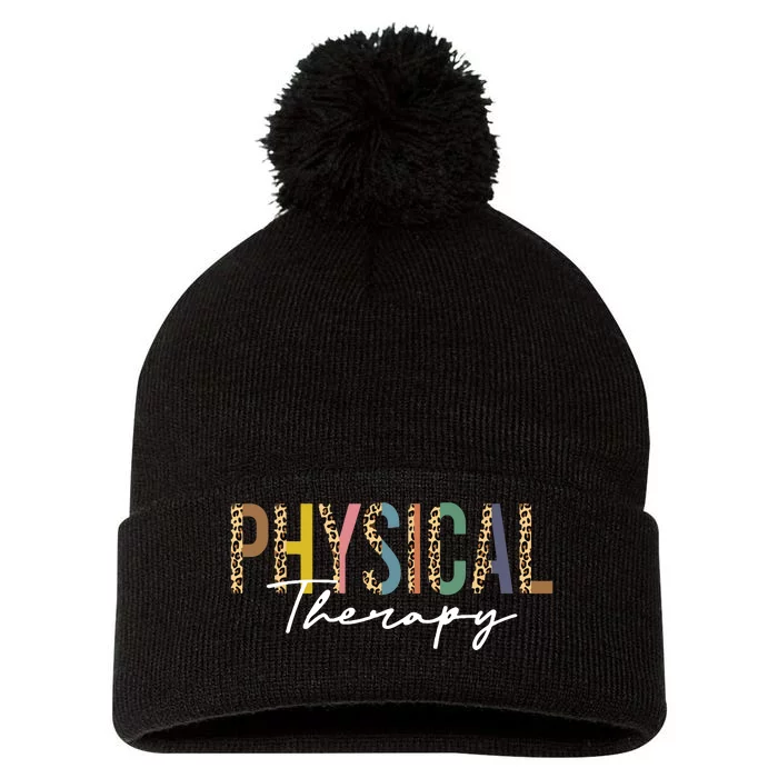 Physical Therapy Leopard Physical Therapist Pt Month Pom Pom 12in Knit Beanie