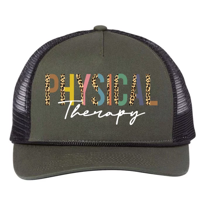 Physical Therapy Leopard Physical Therapist Pt Month Retro Rope Trucker Hat Cap