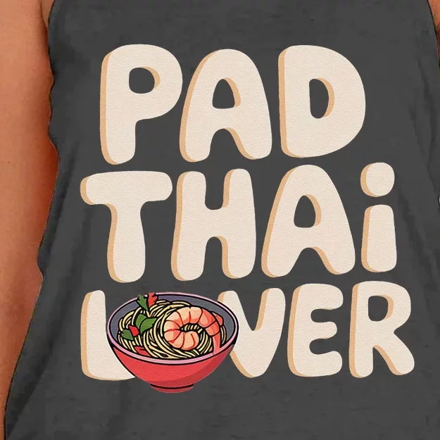 Pad Thai Lover Funny Humor Food Text Joke Loves Pad Thai Women's Knotted Racerback Tank