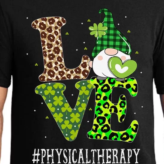 Physical Therapy Love St Patricks Day Gnome Leopard Pajama Set