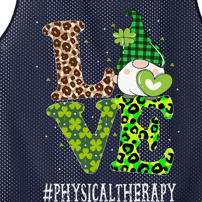 Physical Therapy Love St Patricks Day Gnome Leopard Mesh Reversible Basketball Jersey Tank