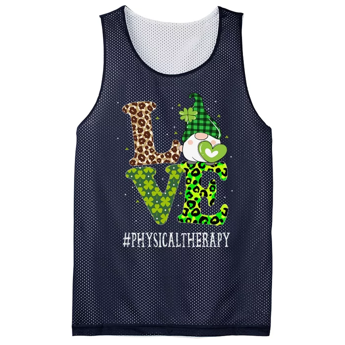 Physical Therapy Love St Patricks Day Gnome Leopard Mesh Reversible Basketball Jersey Tank