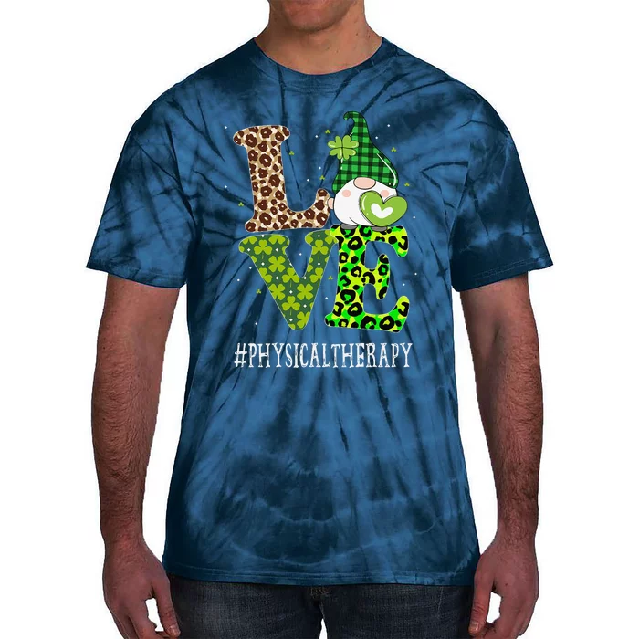 Physical Therapy Love St Patricks Day Gnome Leopard Tie-Dye T-Shirt