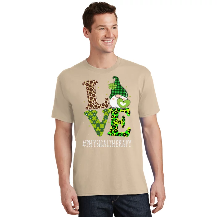 Physical Therapy Love St Patricks Day Gnome Leopard T-Shirt