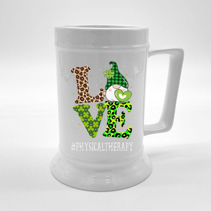 Physical Therapy Love St Patricks Day Gnome Leopard Front & Back Beer Stein