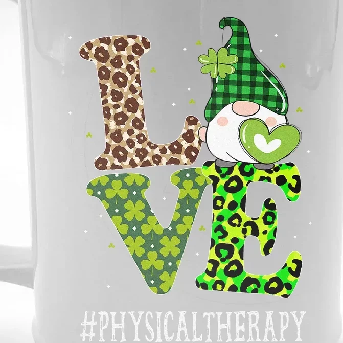 Physical Therapy Love St Patricks Day Gnome Leopard Front & Back Beer Stein