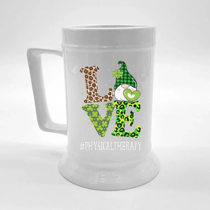 Physical Therapy Love St Patricks Day Gnome Leopard Front & Back Beer Stein