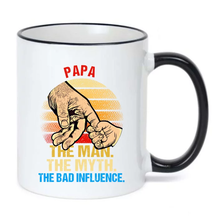 Papa The Myth Bad Influence Retro Fathers Day Dad Life Gift Black Color Changing Mug