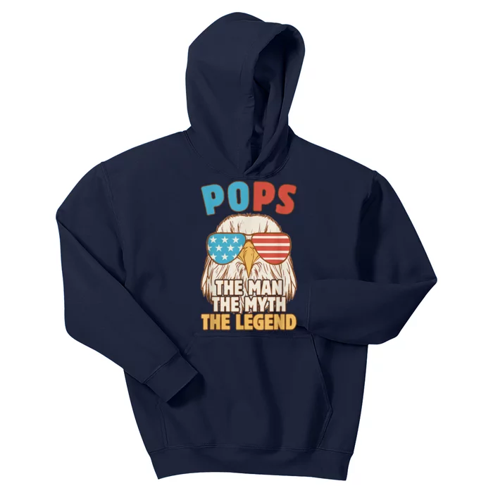 Pops The Man The Myth The Legend Fathers Day Grandpa Kids Hoodie