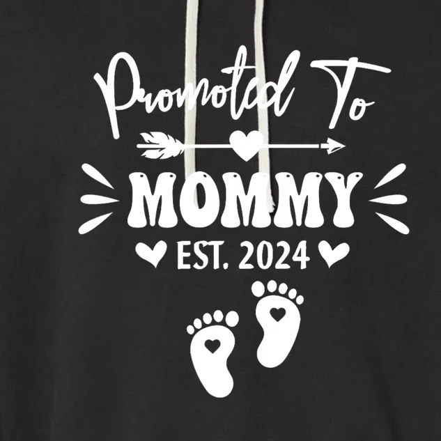 Promoted To Mommy Est 2024 New Grandma Women Grandmother Garment-Dyed Fleece Hoodie