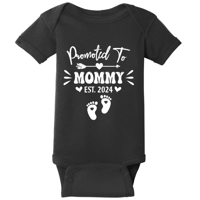 Promoted To Mommy Est 2024 New Grandma Women Grandmother Baby Bodysuit