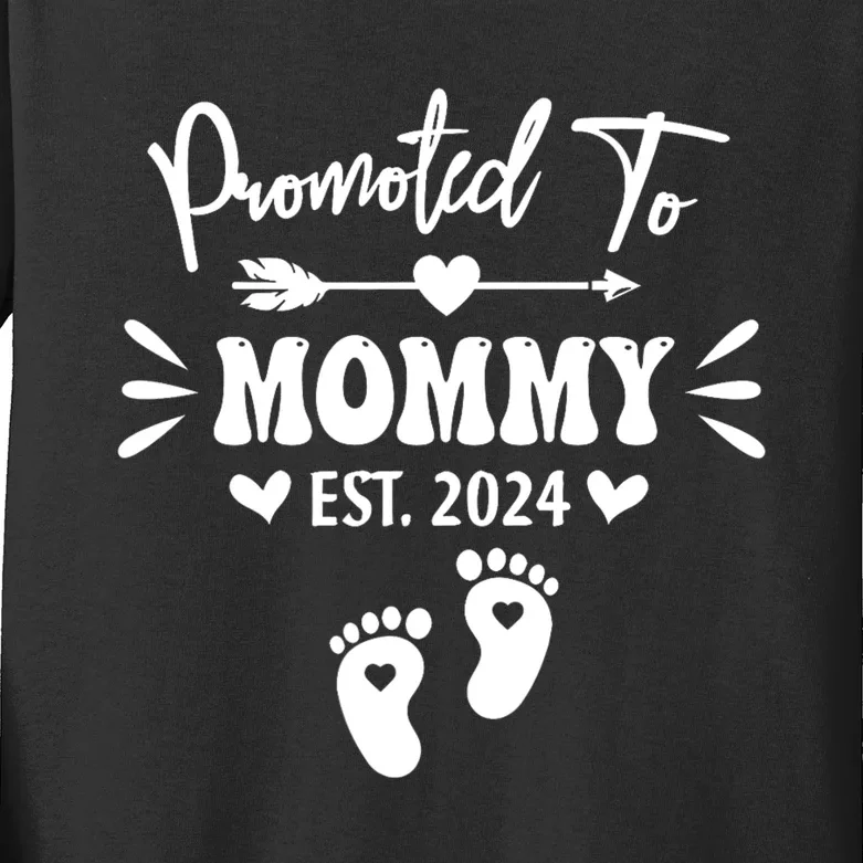 Promoted To Mommy Est 2024 New Grandma Women Grandmother Kids Long Sleeve Shirt