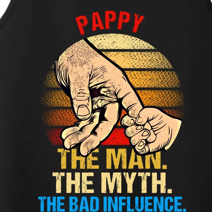 Pappy The Myth Bad Influence Retro Fathers Day Dad Life Cool Gift Performance Tank