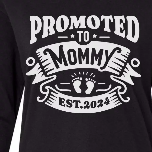 Promoted To Mommy 2024 Cute Womens Cotton Relaxed Long Sleeve T-Shirt