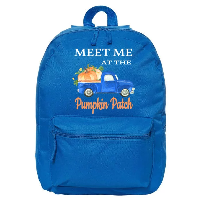 Pumpkins Truck Meet Me At The Pumpkin Patch Fall Lovers Gift 16 in Basic Backpack