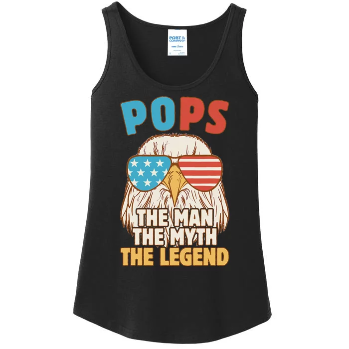 Pops The Man The Myth The Legend Grandpa Gift For Dad Ladies Essential Tank