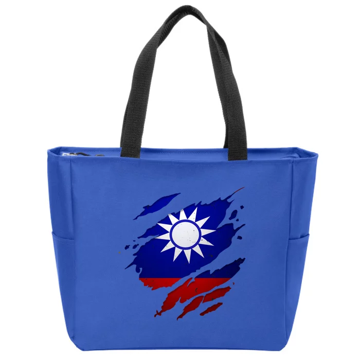 Proud Taiwanese Meaningful Gift Torn Ripped Taiwan Flag Meaningful Gift Zip Tote Bag