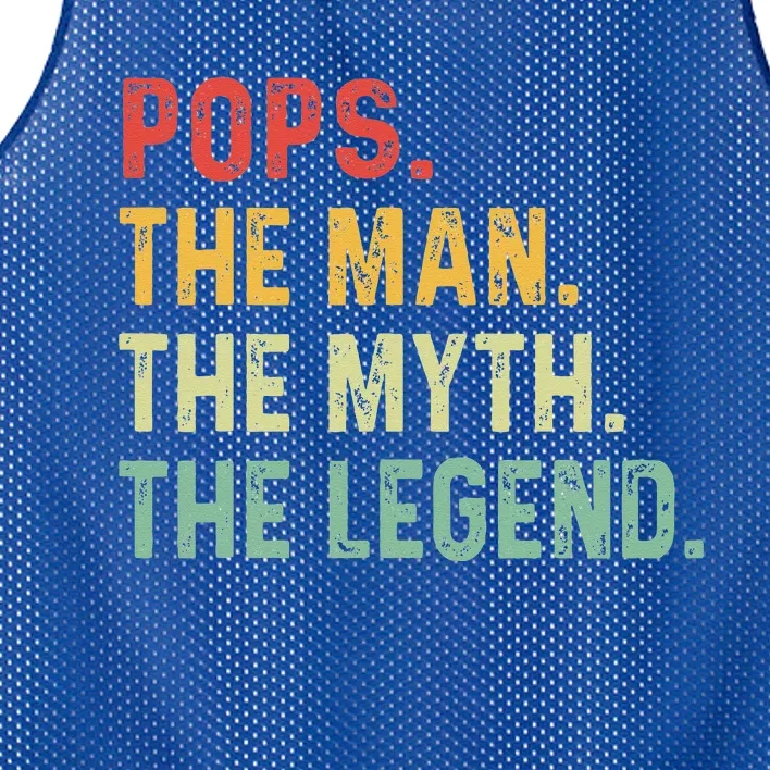 Pops The Man The Myth The Legend Fathers Day Gift Mesh Reversible Basketball Jersey Tank