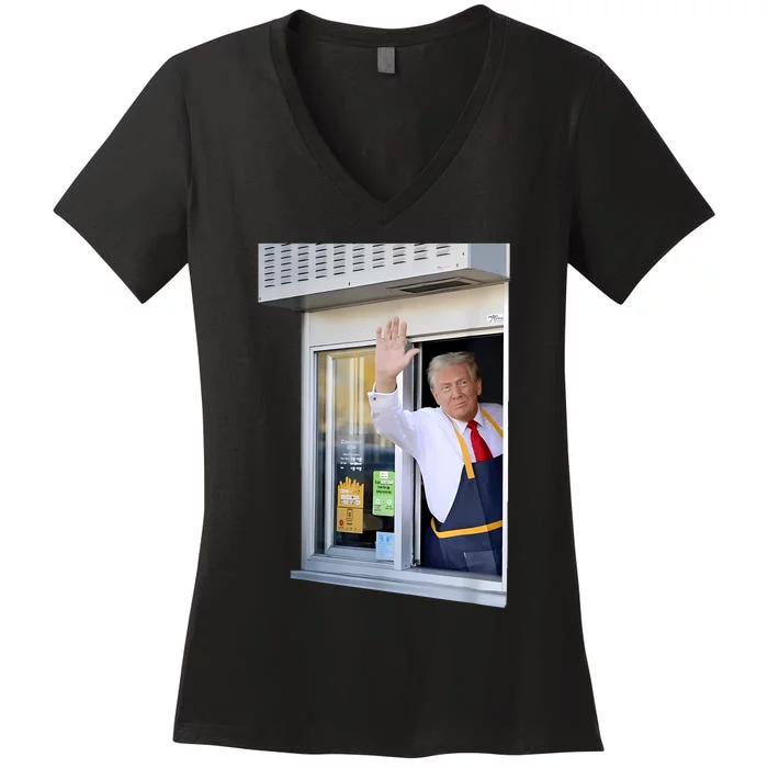 President Trump Makes French Fries Women's V-Neck T-Shirt