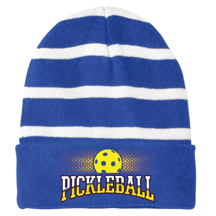 Pickleball Trendy Modern Gift Striped Beanie with Solid Band