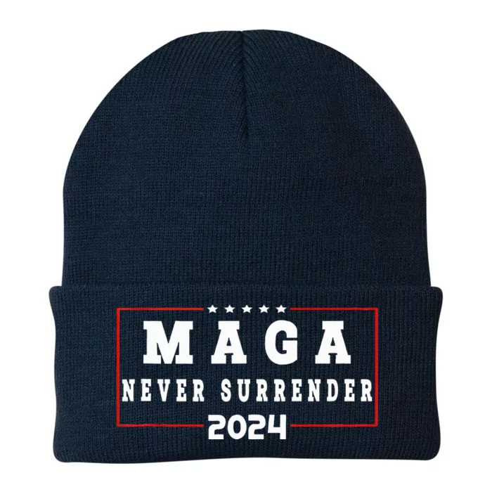 President Trump Maga Never Surrender 4th Of July 2024 Knit Cap Winter Beanie