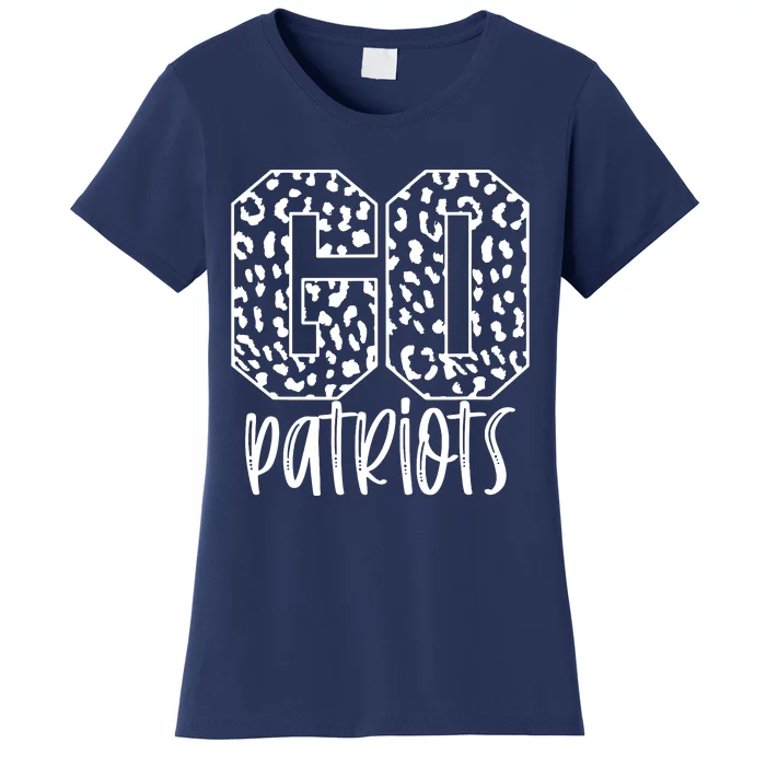 Patriots Team Mascot School Spirit Game Night Leopard Print Women's T-Shirt