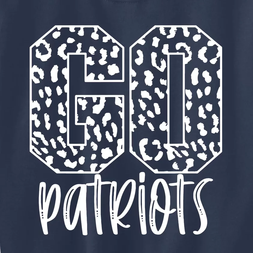 Patriots Team Mascot School Spirit Game Night Leopard Print Kids Sweatshirt