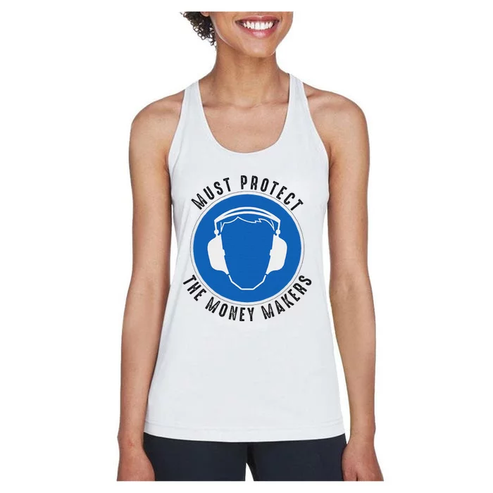 Protect The Money Makers Bold Statement Design Women's Racerback Tank