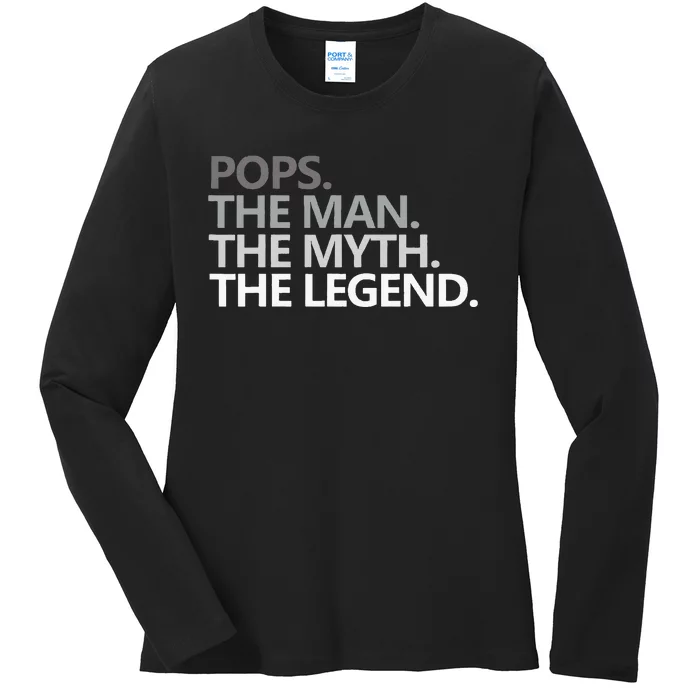 POPS THE MAN THE MYTH THE LEGEND Father's Day Gift Grandpa Ladies Long Sleeve Shirt