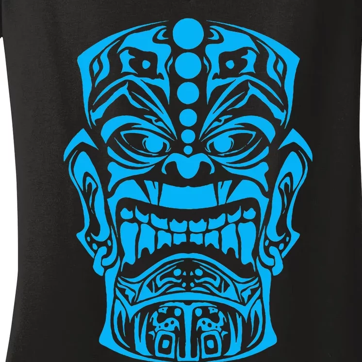 Polynesian Tiki Maori Hawaiian Tribal Women's V-Neck T-Shirt