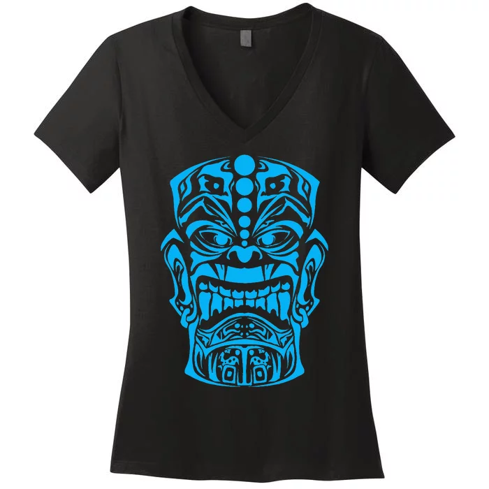 Polynesian Tiki Maori Hawaiian Tribal Women's V-Neck T-Shirt