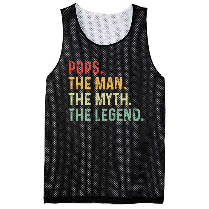 Pops The Man The Myth The Legend Fathers Day Gift Grandpa Mesh Reversible Basketball Jersey Tank