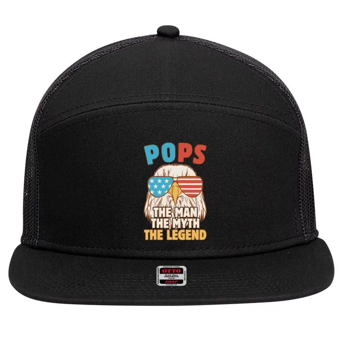 Pops The Man The Myth The Legend Father's Day Grandpa 7 Panel Mesh Trucker Snapback Hat