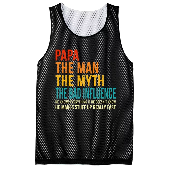 Papa The Man The Myth The Bad Influence Mesh Reversible Basketball Jersey Tank