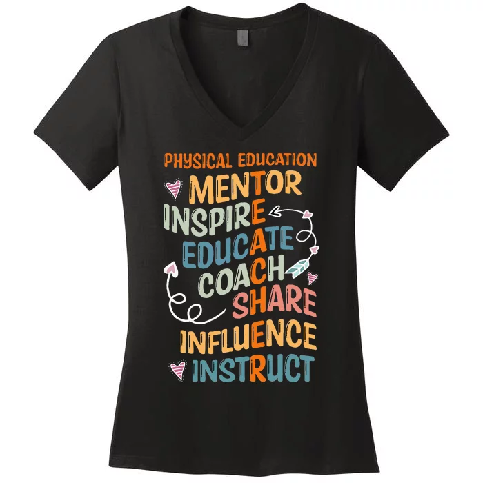 PE Teacher Mentor Physical Education Teacher Women's V-Neck T-Shirt