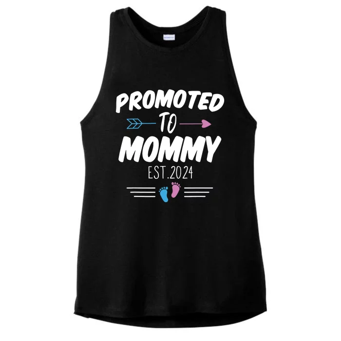 Promoted To Mommy Est 2024 Soon To Be Mommy First Time Mommy Ladies Tri-Blend Wicking Tank