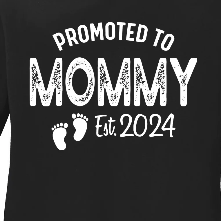 Promoted To Mommy 2024 Soon To Be Mama Funny New Mom Ladies Long Sleeve Shirt