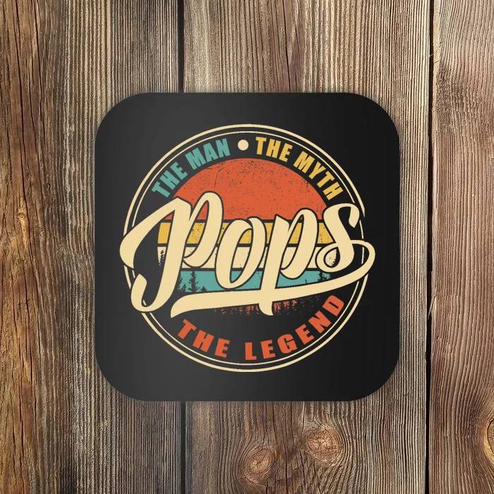 Pops The Man The Myth The Legend Vintage Retro Fathers Day Coaster