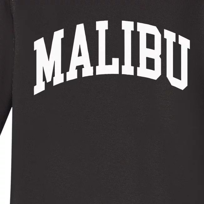 Preppy Trendy Malibu California CA Font Baby Long Sleeve Bodysuit