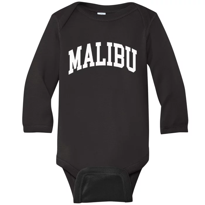 Preppy Trendy Malibu California CA Font Baby Long Sleeve Bodysuit