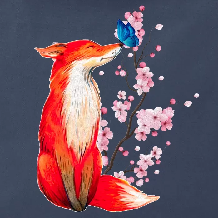 Pleased To Meet You, Japanese Fox With Cherry Blossoms Zip Tote Bag