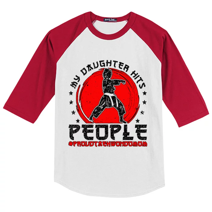 Proud Taekwondo Mom Taekwondo Mama Taekwondo Fighter Mom Kids Colorblock Raglan Jersey