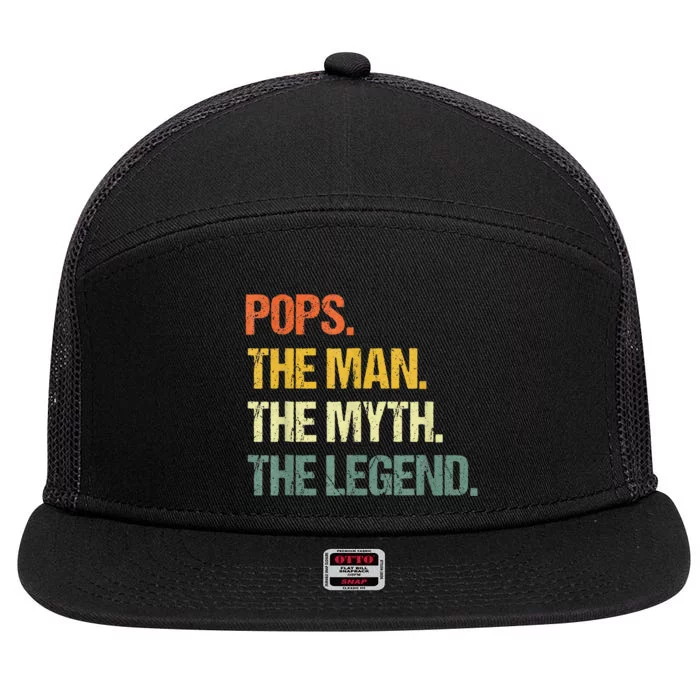 POPS THE MAN THE MYTH THE LEGEND Father's Day 7 Panel Mesh Trucker Snapback Hat