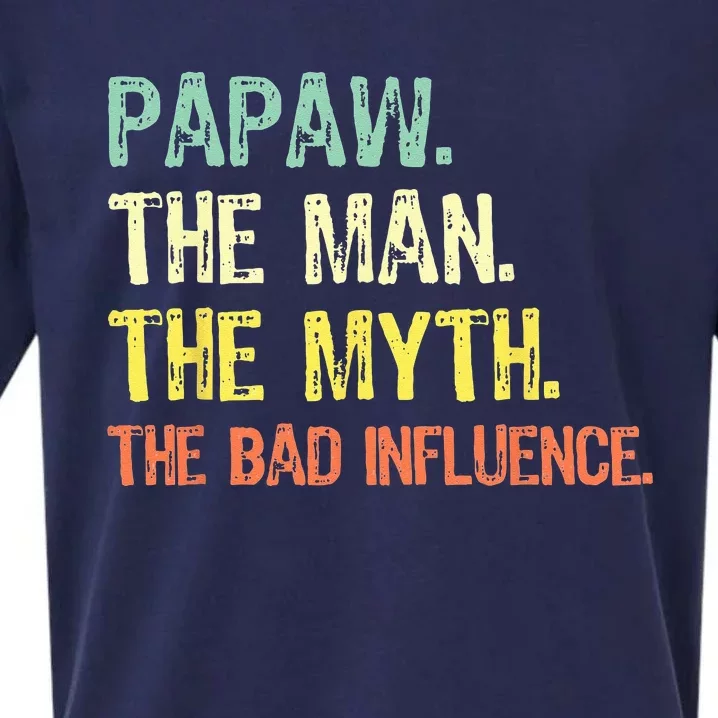 Papaw The Man Myth Bad Influence Retro Gift Grandpa Sueded Cloud Jersey T-Shirt